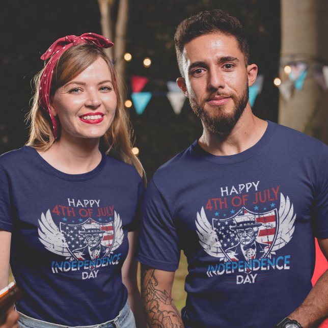 Happy 4th of July Independence day typography  T-Shirt (Creator Uploaded)