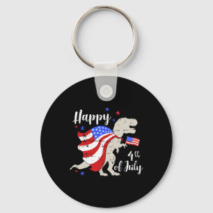 Happy 4th Of July Independence Day With T-rex Dino Key Ring