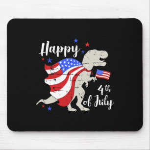 Happy 4th Of July Independence Day With T-rex Dino Mouse Mat