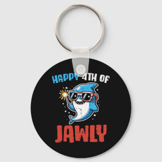 Happy 4th Of July Jawly Shark Cute Patriot Toddler Key Ring