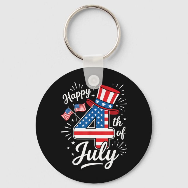 Happy 4th of July Key Ring (Front)