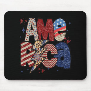 Happy 4th Of July Leopard Usa American Flag Patrio Mouse Mat