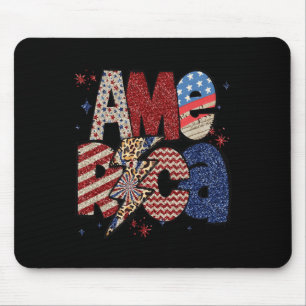 Happy 4th Of July Leopard Usa American Flag Patrio Mouse Mat