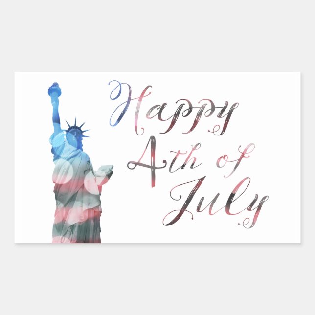 Happy 4th of July (liberty bokeh) Rectangular Sticker (Front)