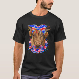 Happy 4th Of July Long Haired Calf USA Patriotic C T-Shirt