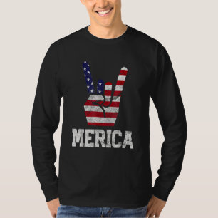 Happy 4th Of July Merica Rock Sign Vintage America T-Shirt
