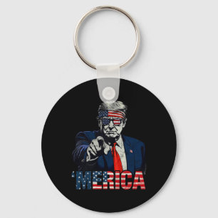 Happy 4th Of July merica Trump American Flag Usa 1 Key Ring