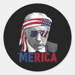 Happy 4th Of July Merica Trump American Flag Usa Classic Round Sticker