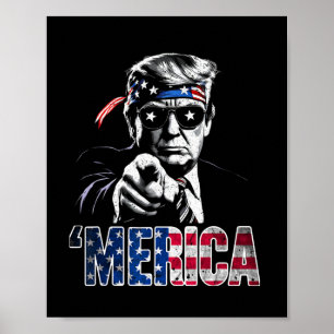Happy 4th Of July merica Trump American Flag Usa Poster