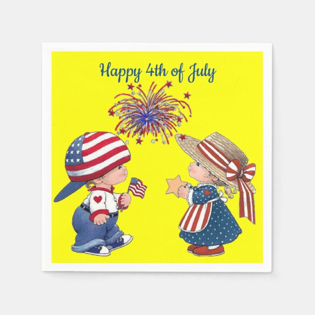 Happy 4th of July Paper Napkins (Front)