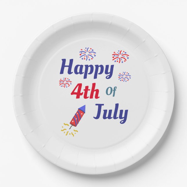 Happy 4th Of July Paper Plate (Front)