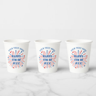 Happy 4th of July party fireworks custom Paper Cups