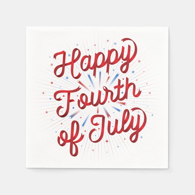 Happy 4th of July / Party Napkins (Red Gradient) (Front)