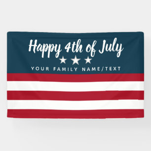 Happy 4th of July Party Patriotic Personalised Banner