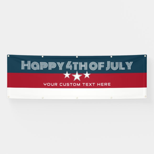 Happy 4th of July Party Personalised Outdoor Banner (Horizontal)