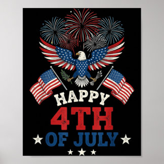 Happy 4th Of July Patriotic Aamerican Flag 4th Of Poster
