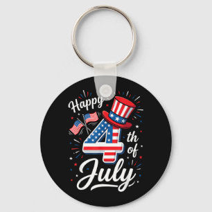 Happy 4th of July Patriotic American Flag 4th of Key Ring