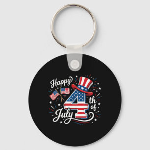 Happy 4th of July Patriotic American Flag 4th of Key Ring