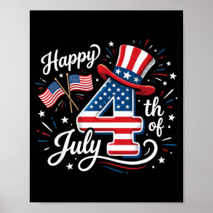 Happy 4th of July Patriotic American Flag 4th of Poster