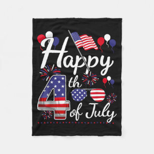 Happy 4th of july patriotic american flag 4th ofHa Fleece Blanket