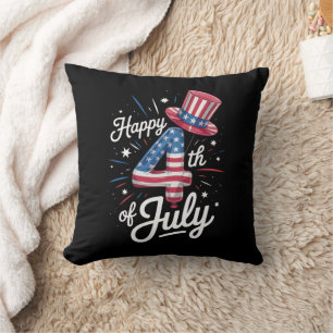 Happy 4th Of July Patriotic American Flag USA Cushion