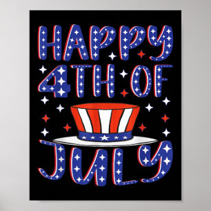 Happy 4th Of July Patriotic American Flag Usa Inde Poster