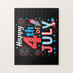 Happy 4th Of July Patriotic American Flag USA Jigsaw Puzzle