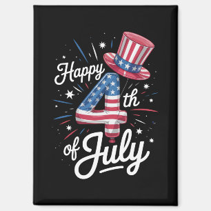 Happy 4th Of July Patriotic American Flag USA Magnet