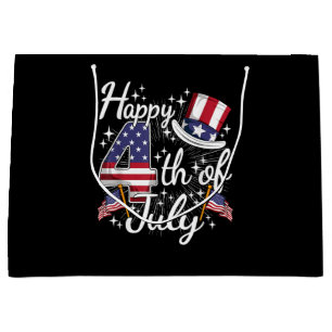 Happy 4th Of July Patriotic American Flag USA Men Large Gift Bag