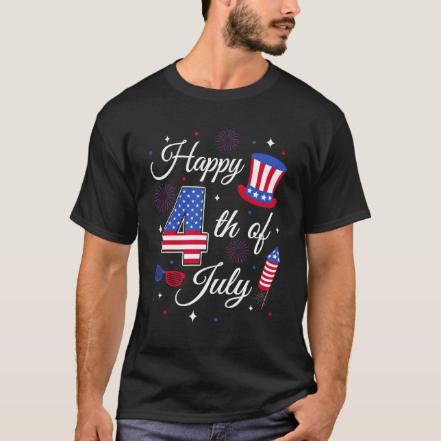 Happy 4th Of July Patriotic American Flag USA Men  T-Shirt (Front)