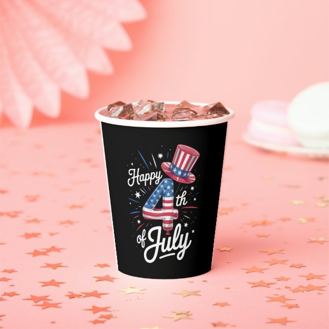 Happy 4th Of July Patriotic American Flag USA Paper Cups (Insitu)