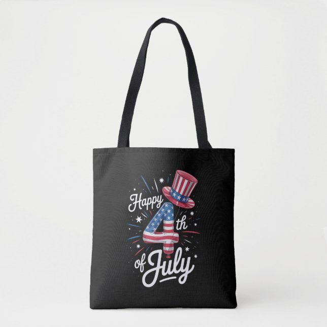 Happy 4th Of July Patriotic American Flag USA Tote Bag (Front)