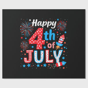 Happy 4th Of July Patriotic American Flag USA Wrapping Paper