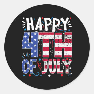 Happy 4th Of July Patriotic American Us Flag 4th O Classic Round Sticker