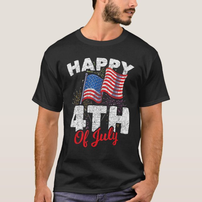 Happy 4th Of July Patriotic American US Flag 4th O T-Shirt (Front)