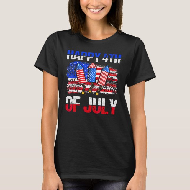 Happy 4th Of July Patriotic American US Flag 4th O T-Shirt (Front)