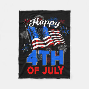 Happy 4th Of July Patriotic American Us Flag Men W Fleece Blanket