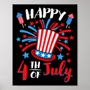 Happy 4th Of July Patriotic American Us Flag Men W Poster