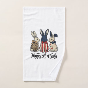 Happy 4th of July Patriotic Bunny Shirt Design_1 Hand Towel