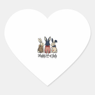 Happy 4th of July Patriotic Bunny Shirt Design_1 Heart Sticker