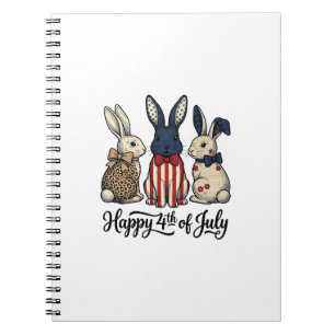 Happy 4th of July Patriotic Bunny Shirt Design_1 Notebook