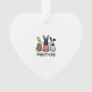 Happy 4th of July Patriotic Bunny Shirt Design_1 Ornament