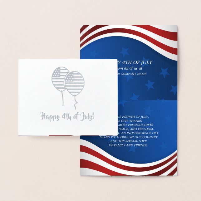 Happy 4th of July. Patriotic Corporate Foil Card (Display)