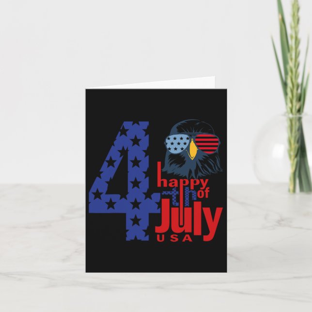 Happy 4th Of July Patriotic Eagle Flag 4th Of July Card (Front)