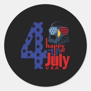 Happy 4th Of July Patriotic Eagle Flag 4th Of July Classic Round Sticker