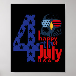 Happy 4th Of July Patriotic Eagle Flag 4th Of July Poster