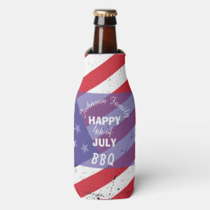 Happy 4th of July Patriotic Family BBQ Bottle Cooler