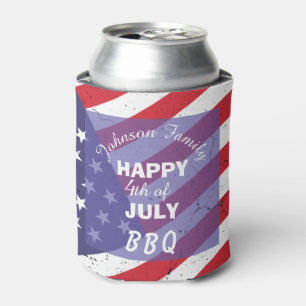 Happy 4th of July Patriotic Family BBQ Can Cooler