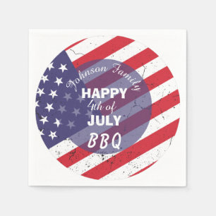Happy 4th of July Patriotic Family BBQ Napkin