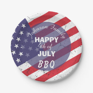 Happy 4th of July Patriotic Family BBQ Paper Plate